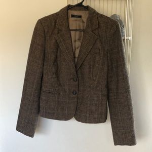 ✿ plaid blazer w/ faux leather elbow patches ✿